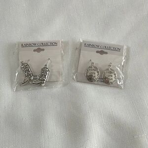 SILVER EARRINGS BUNDLE.  COWGIRL AND “FAITH HOPE LOVE” EARRINGS.